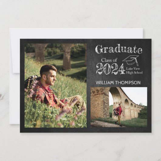 Chalkboard High School Photo Grad発表 招待状 (正面)