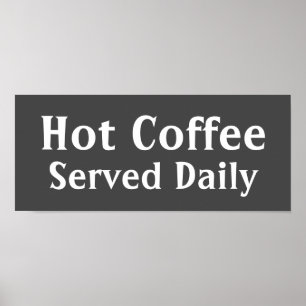 Chalkboard Hot Coffee Sign Poster ポスター