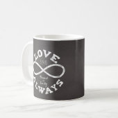 Chalkboard Infinity 結婚 Loveの日付と名前 コーヒーマグカップ (正面左)