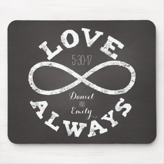 Chalkboard Infinity 結婚 Loveの日付と名前 マウスパッド (正面)