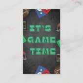 Chalkboard It's Game Time Football Baby Shower エンクロージャーカード (裏面)