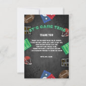 Chalkboard It's Game Time Football Baby Shower サンキューカード (正面)