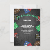 Chalkboard It's Game Time Football Baby Shower サンキューカード (正面)