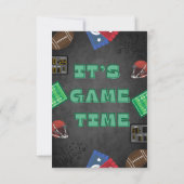 Chalkboard It's Game Time Football Baby Shower サンキューカード (裏面)