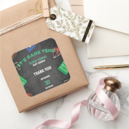 Chalkboard It's Game Time Football Baby Shower スクエアシール