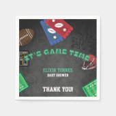 Chalkboard It's Game Time Football Baby Shower スタンダードカクテルナプキン (正面)