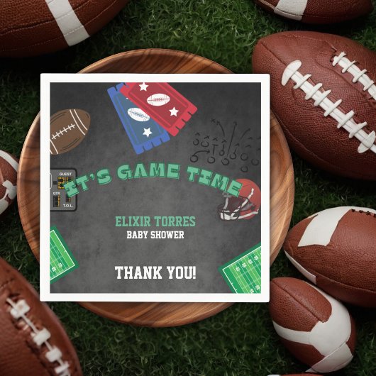 Chalkboard It's Game Time Football Baby Shower スタンダードカクテルナプキン