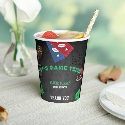 Chalkboard It's Game Time Football Baby Shower 紙コップ (インサイチュ)