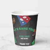 Chalkboard It's Game Time Football Baby Shower 紙コップ (正面)