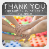 Chalkboard Kidsモダン写真ありがとう誕生日 スクエアシール (正面)