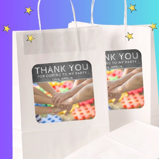 Chalkboard Kidsモダン写真ありがとう誕生日 スクエアシール