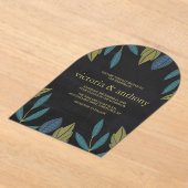 Chalkboard Leaf Wedding アクリル招待状 (レイダウン)