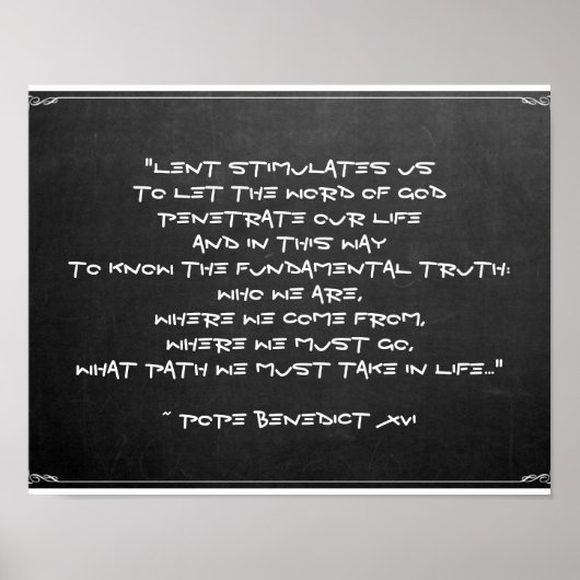 Chalkboard Lent Meaning Pope Benedict XVI Easter ポスター (正面)