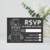 Chalkboard Leprechaun, St Patrick's DayパーティーRSVP 出欠カード (スタンド正面)