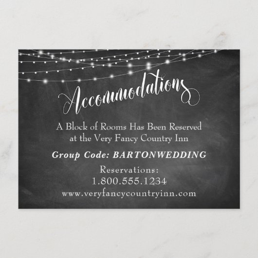 Chalkboard & Light 結婚 Stringsの宿泊施設 エンクロージャーカード (正面)