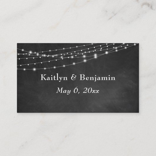 Chalkboard & Light Strings結婚の詳細 エンクロージャーカード (裏面)