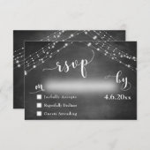 Chalkboard & Lightsと結婚の書道RSVP 出欠カード (正面/裏面)