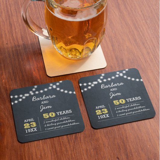 Chalkboard Lights 50周年記念コースター スクエアペーパーコースター