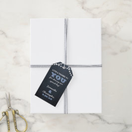 Chalkboard Lights Blue結婚's Thank You Giftラベル ギフトタグ