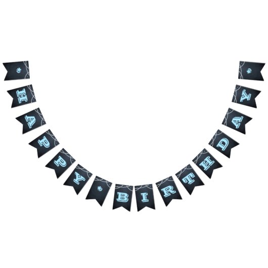 Chalkboard Lights Blue All Ocassistentバナカスタムー バンティングフラッグ (全)