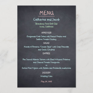 Chalkboard Lookの結婚メニューカード メニュー