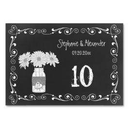 Chalkboard Mason Jarのテー結婚ブルカード テーブルナンバー