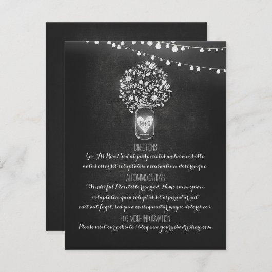 Chalkboard Mason Jarの結婚情報カード エンクロージャーカード (正面/裏面)