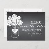 Chalkboard Mason Jar日付はがきを保存 案内ポストカード (正面/裏面)
