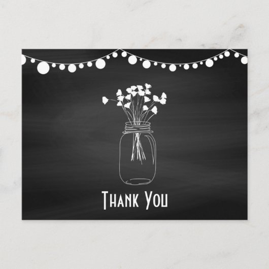 Chalkboard Mason Jar結婚's Thank You ポストカード (正面)