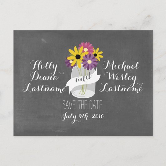 Chalkboard Mason Jar花救日葉書 案内ポストカード (正面)
