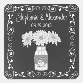 Chalkboard Mason Jar パーソナライズされた Favy Stickers スクエアシール