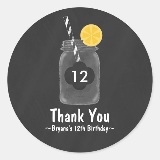 Chalkboard Mason Jar Birthday Partyお気に入りステッカー ラウンドシール (正面)