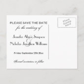 Chalkboard Mason Jar nデイジー写真Save the Date 案内ポストカード (裏面)