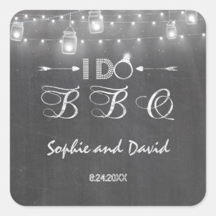 Chalkboard Mason Jars String Lights I DO BBQ スクエアシール