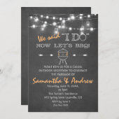 Chalkboard Mason Jars String Lights I DO BBQ 招待状 (正面/裏面)