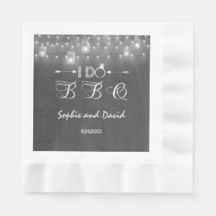 Chalkboard Mason Jars String Lights I DO BBQ 縁ありランチョンナプキン