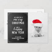 Chalkboard Merry Christmas New Year Holiday Photo ポストカード (正面/裏面)