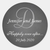 Chalkboard Monogram結婚式の引き出物 ラウンドシール (正面)
