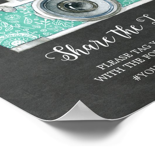 Chalkboard Oh Snapカメラのハッシュタグ結婚のサイン ポスター (角)