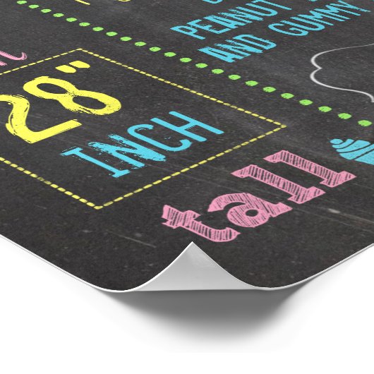 Chalkboard Party personalized 1st birthday poster ポスター (角)