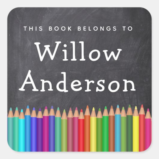 Chalkboard Pencils名蔵書票 スクエアシール (正面)