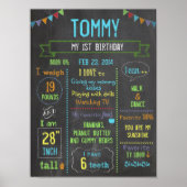 Chalkboard personalized boy birthday poster ポスター (正面)