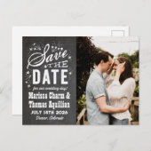 Chalkboard Photo日付はがきを保存する 案内ポストカード (正面/裏面)