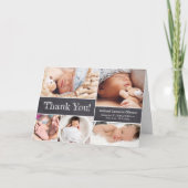 Chalkboard Photo.コラージュ男の赤ちゃんシャワーありがとう サンキューカード (正面)