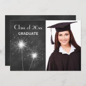 Chalkboard Photo Sparkler卒業発表 案内状 (正面/裏面)