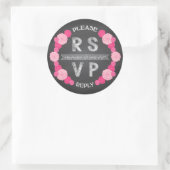 Chalkboard Pink Roses RSVPステッカー ラウンドシール (バッグ)