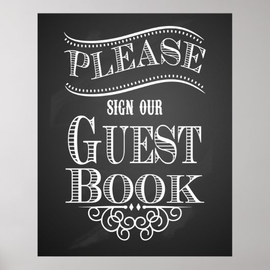 Chalkboard "Please sign our Guest book"プリント ポスター (正面)