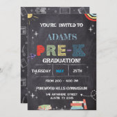 Chalkboard pre k卒業招待状 招待状 (正面/裏面)