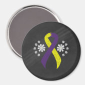 Chalkboard Purple and Yellow Awareness Ribbon マグネット (正面/裏面)