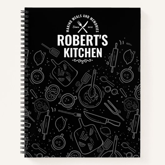 Chalkboard Recipe Journal | Custom Name ノートブック (正面)